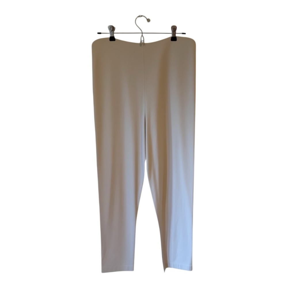 EILEEN FISHER Silk Cotton Flat Front Straight Leg Ankle Pants | Bone Ivory | L - Picture 2 of 5